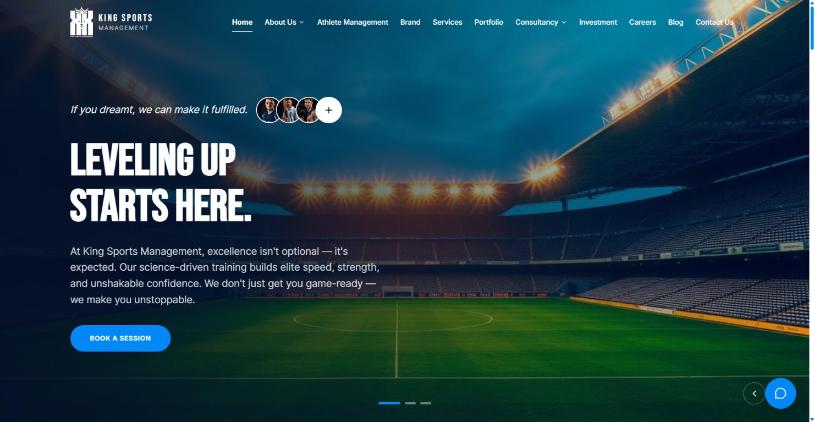 Homepage of King Sports Management