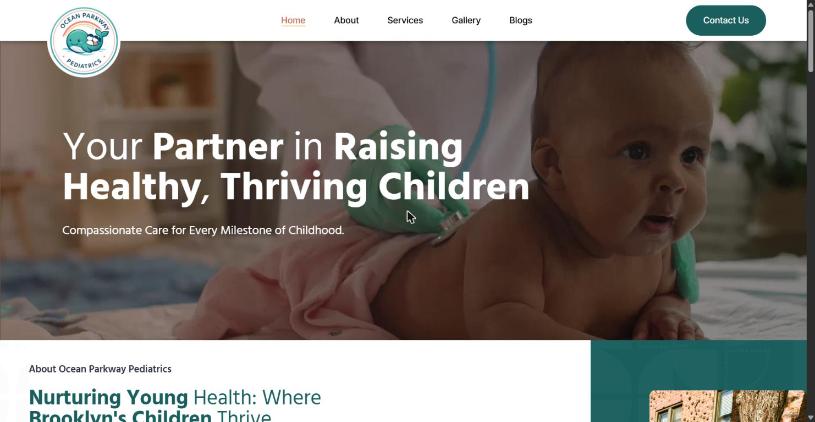Homepage of Ocean Parkway Pediatrics
